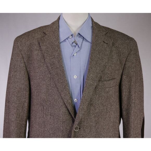 Massimo Dutti Men's Brown Herringbone Tweed 2-Btn Wool Blazer Jacket 44R - Picture 3 of 9